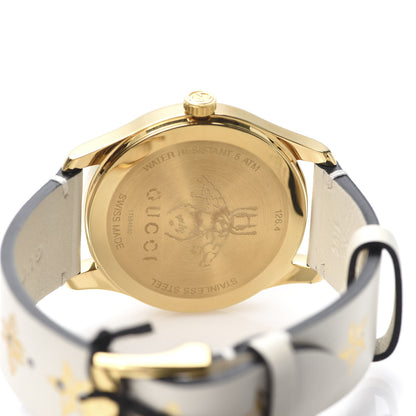 Gucci Stainless Steel Calfskin 38mm G-Timeless Bee Star Quartz Watch White 5 of 6