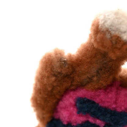 Louis Vuitton Shearling LV Teddy Bear Bag Charm Key Holder Black Pink 5 of 7