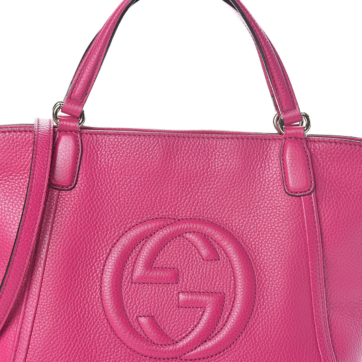 Pebbled Calfskin Small Soho Top Handle Bag Bright Bougainvillea