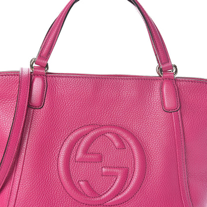 Gucci Pebbled Calfskin Small Soho Top Handle Bag Bright Bougainvillea 7 of 11