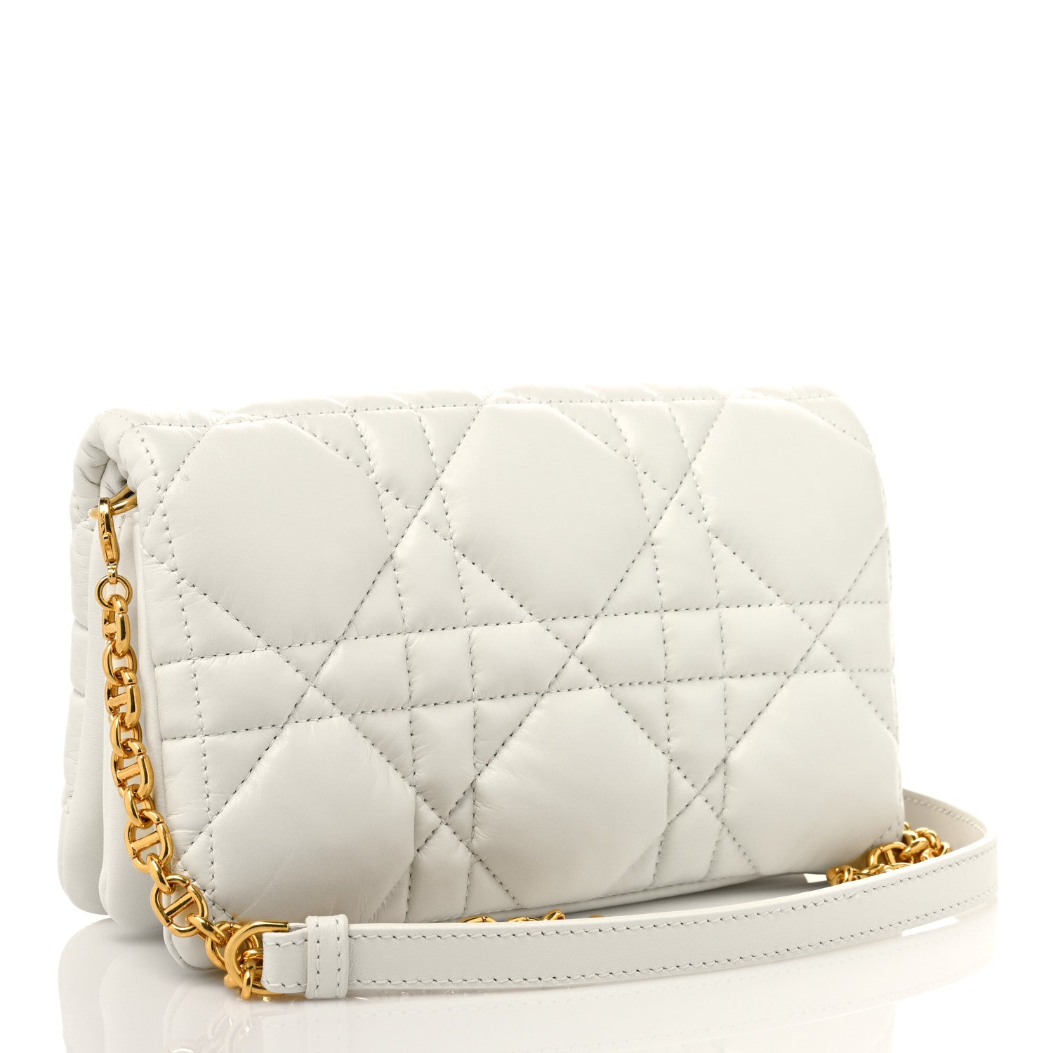 Christian Dior Lambskin Macrocannage Mini Dior Caro Bag White 2 of 9