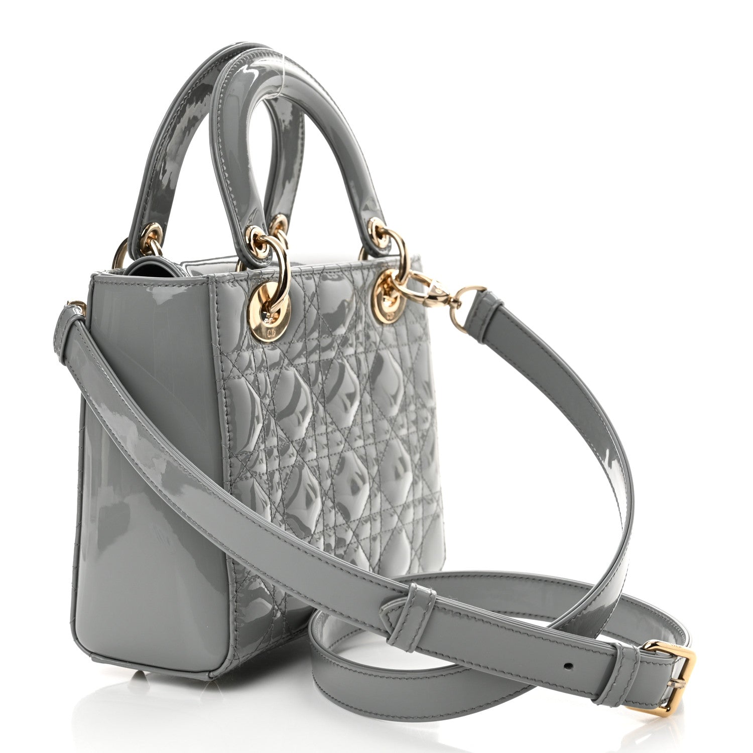 Christian Dior Patent Cannage Small Lady Dior Grey 3 of 14