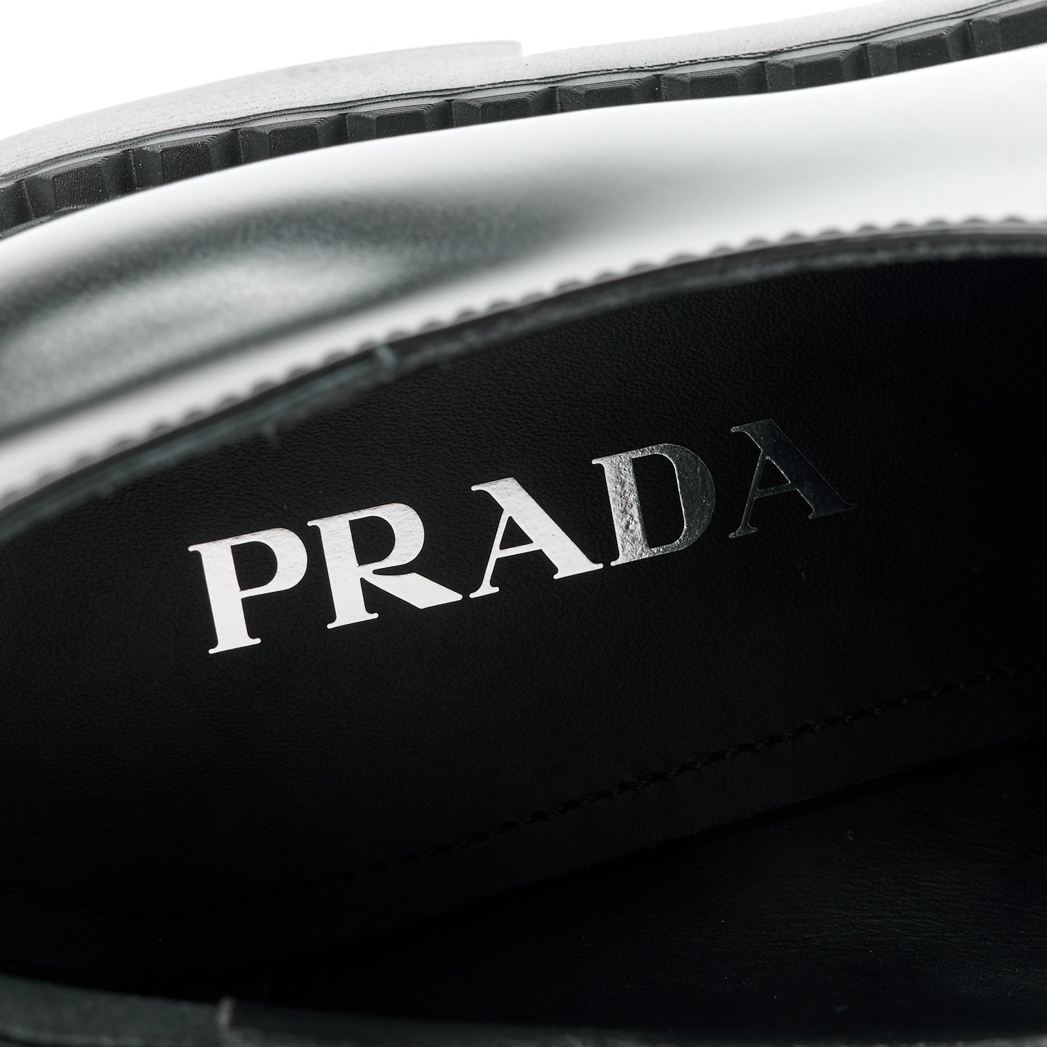 Prada Spazzolato Metal Triangle Logo 50mm Lug Sole Loafers 39 Black 7 of 11