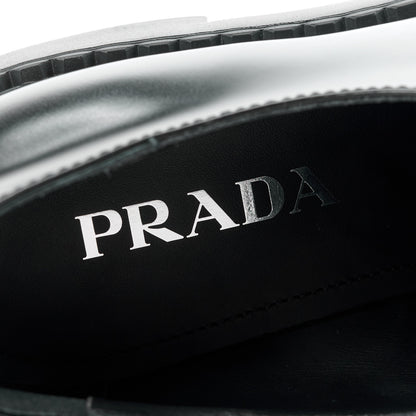 Prada Spazzolato Metal Triangle Logo 50mm Lug Sole Loafers 39 Black 7 of 11
