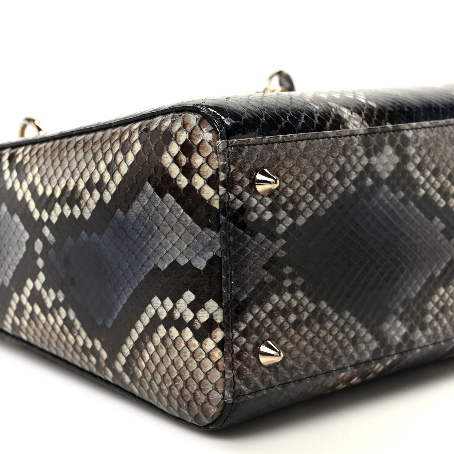 Christian Dior Snakeskin Small Lady Dior Bleu Multicolor 9 of 10