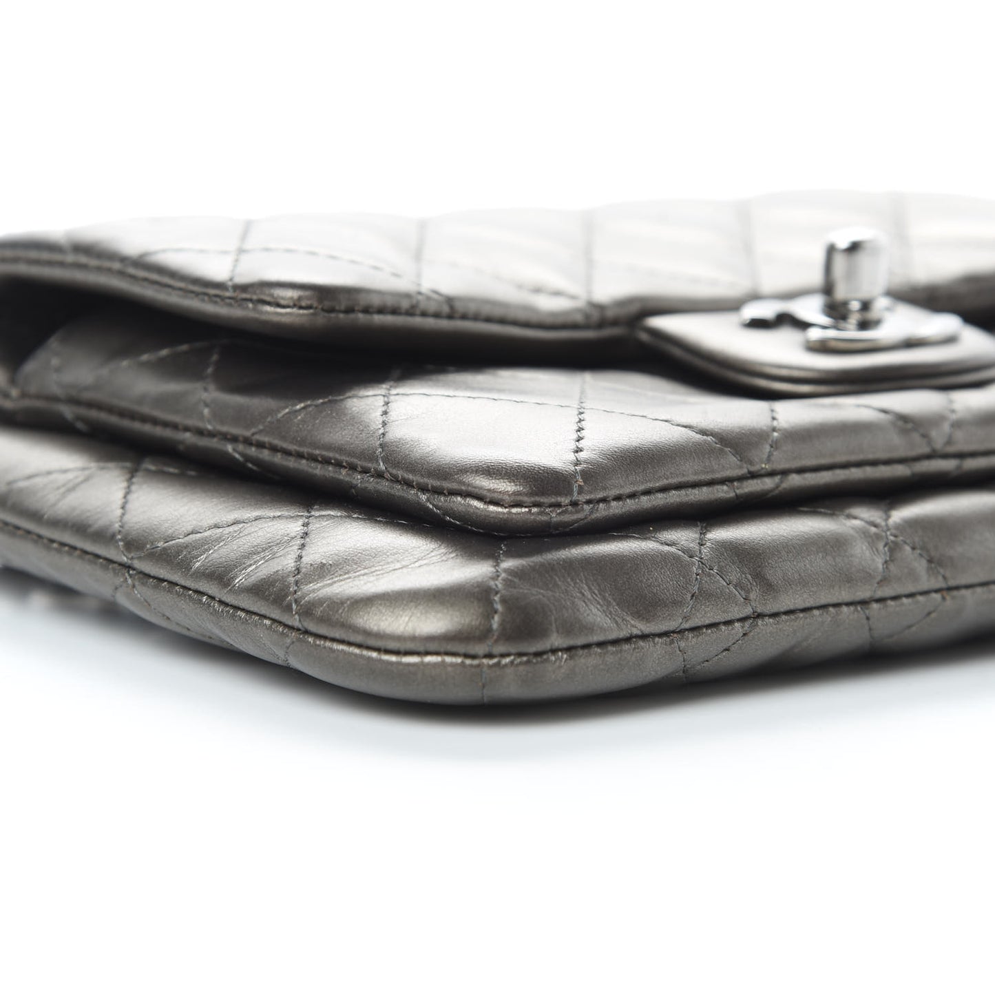 Metallic Lambskin Quilted Daily Zip Crossbody Bag Bronze