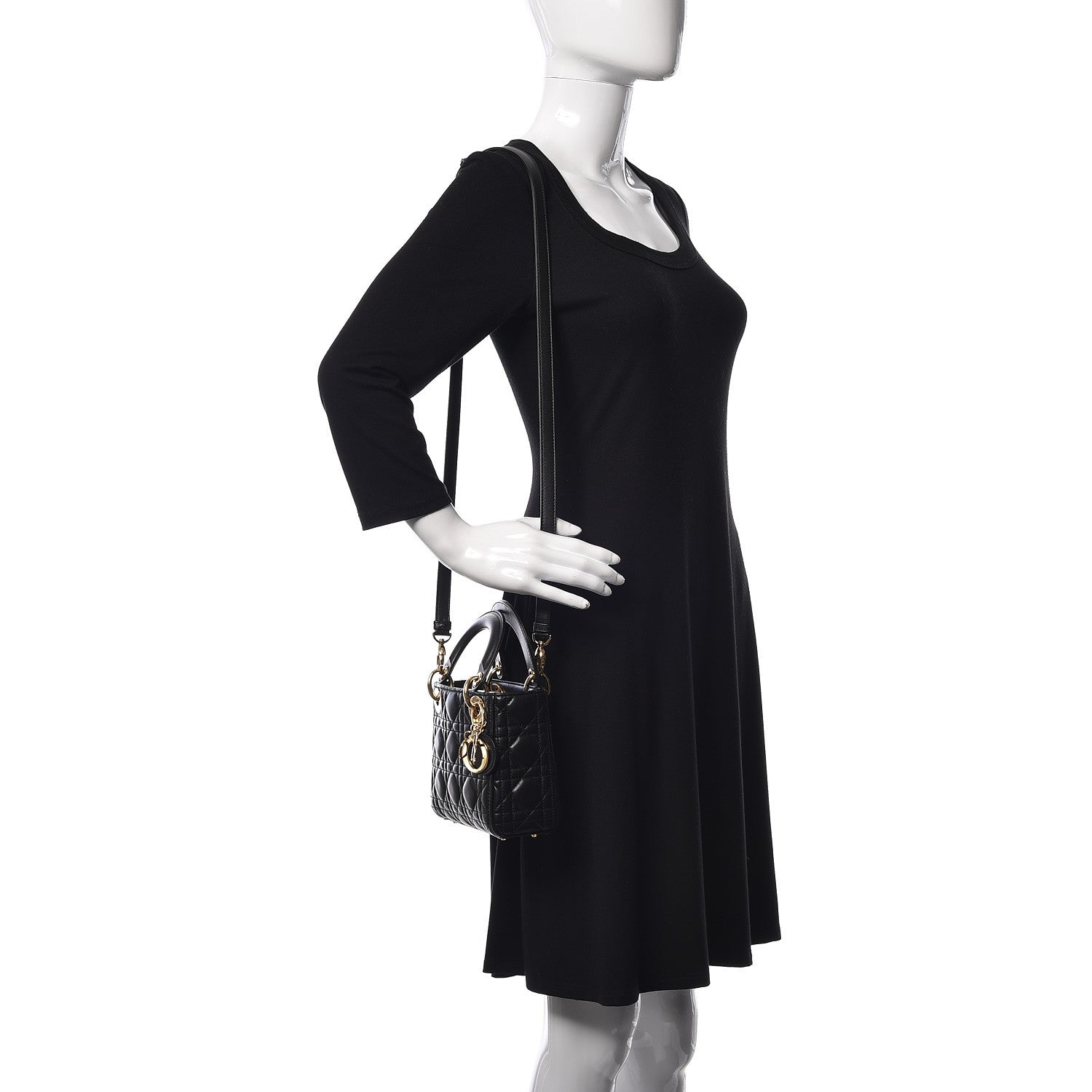 Christian Dior Lambskin Cannage Mini Lady Dior Black 2 of 10