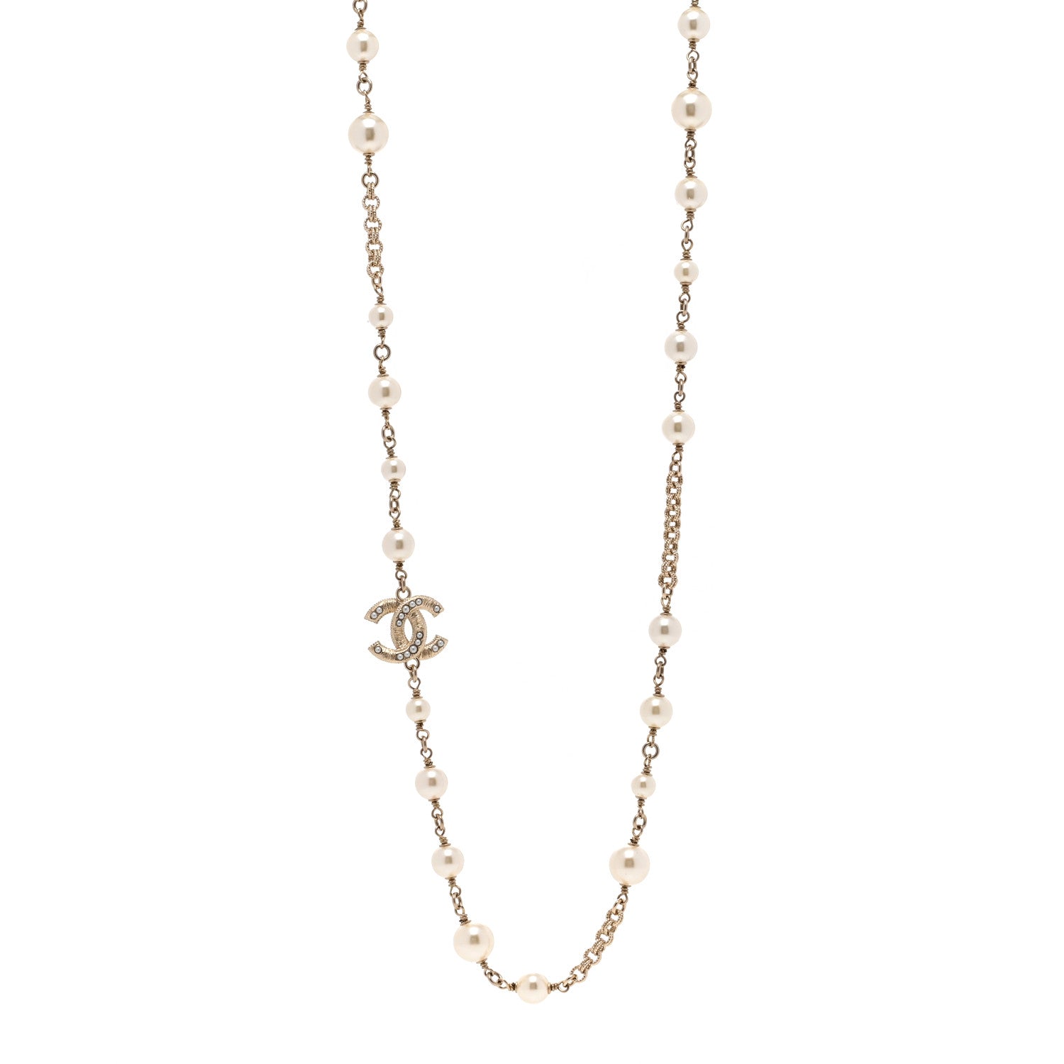 Chanel Pearl CC Necklace Light Gold 1 of 4