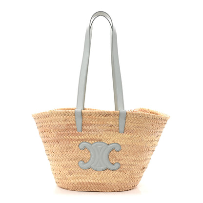 Celine Raffia Calfskin Triomphe Medium Panier Soft Blue 1 of 9