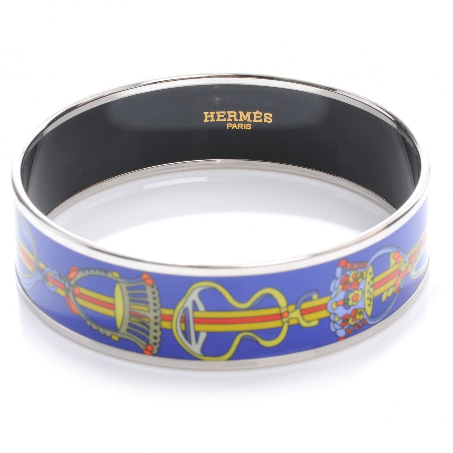Hermes Enamel Printed Wide Bracelet 65 Bleu 4 of 6