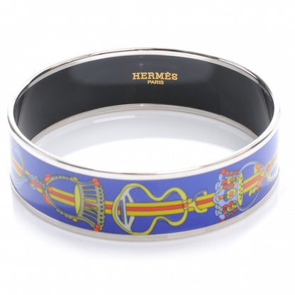 Hermes Enamel Printed Wide Bracelet 65 Bleu 4 of 6