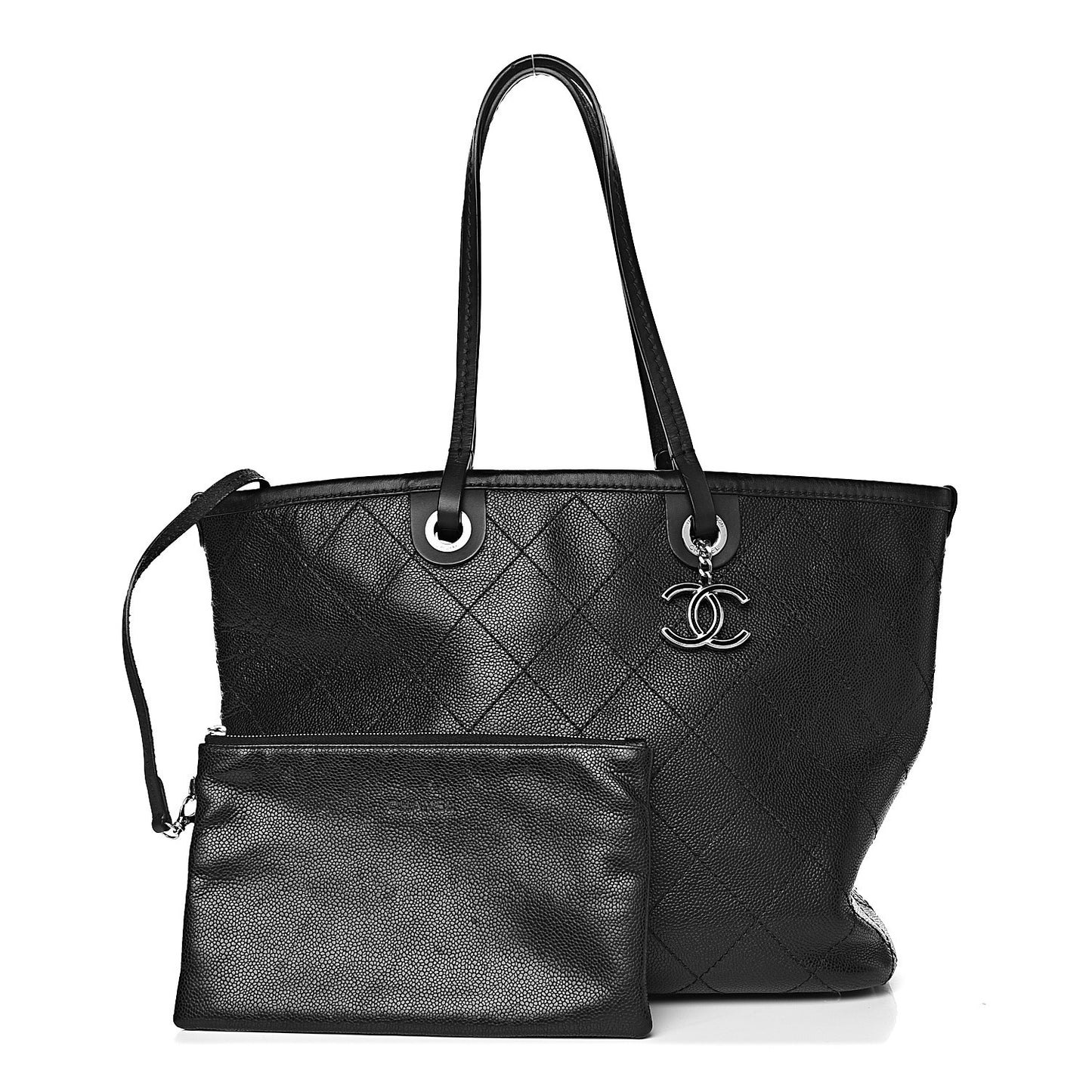 Grained Calfskin Shopping Fever Tote Black