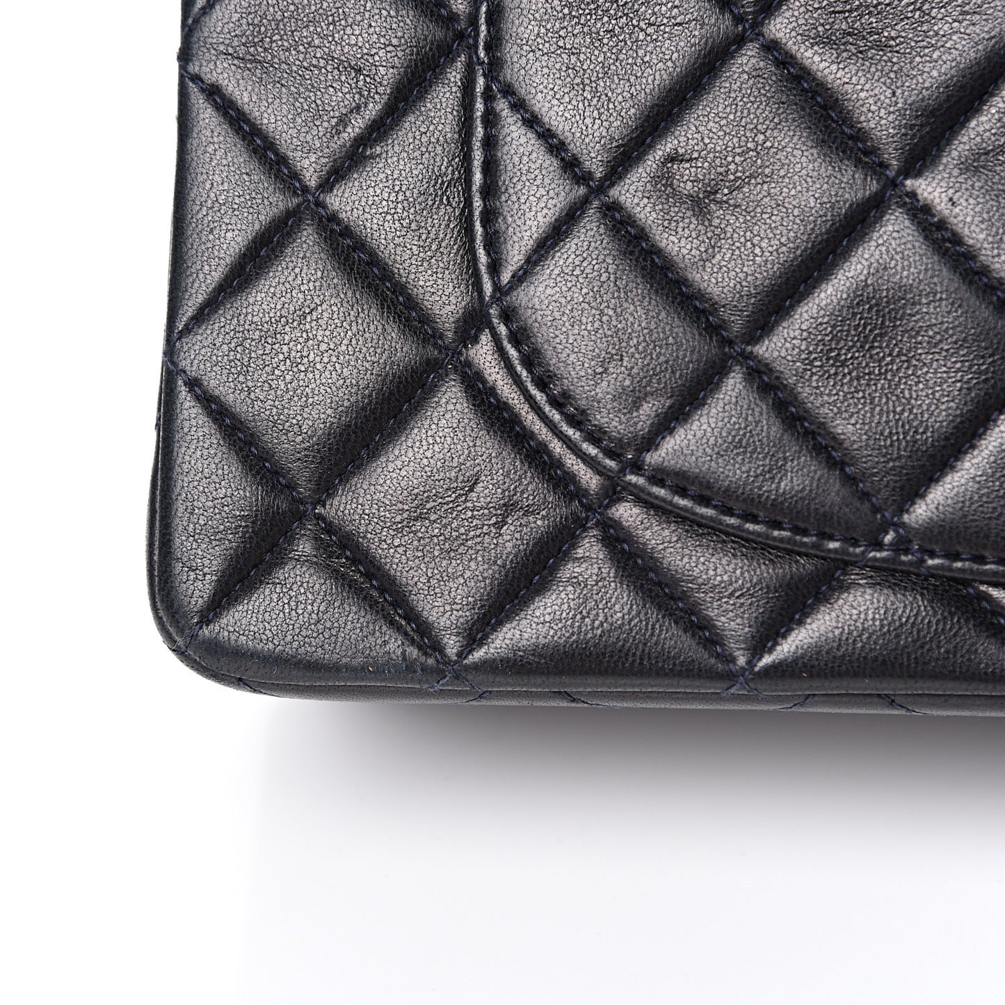Lambskin Quilted Small Double Flap Navy