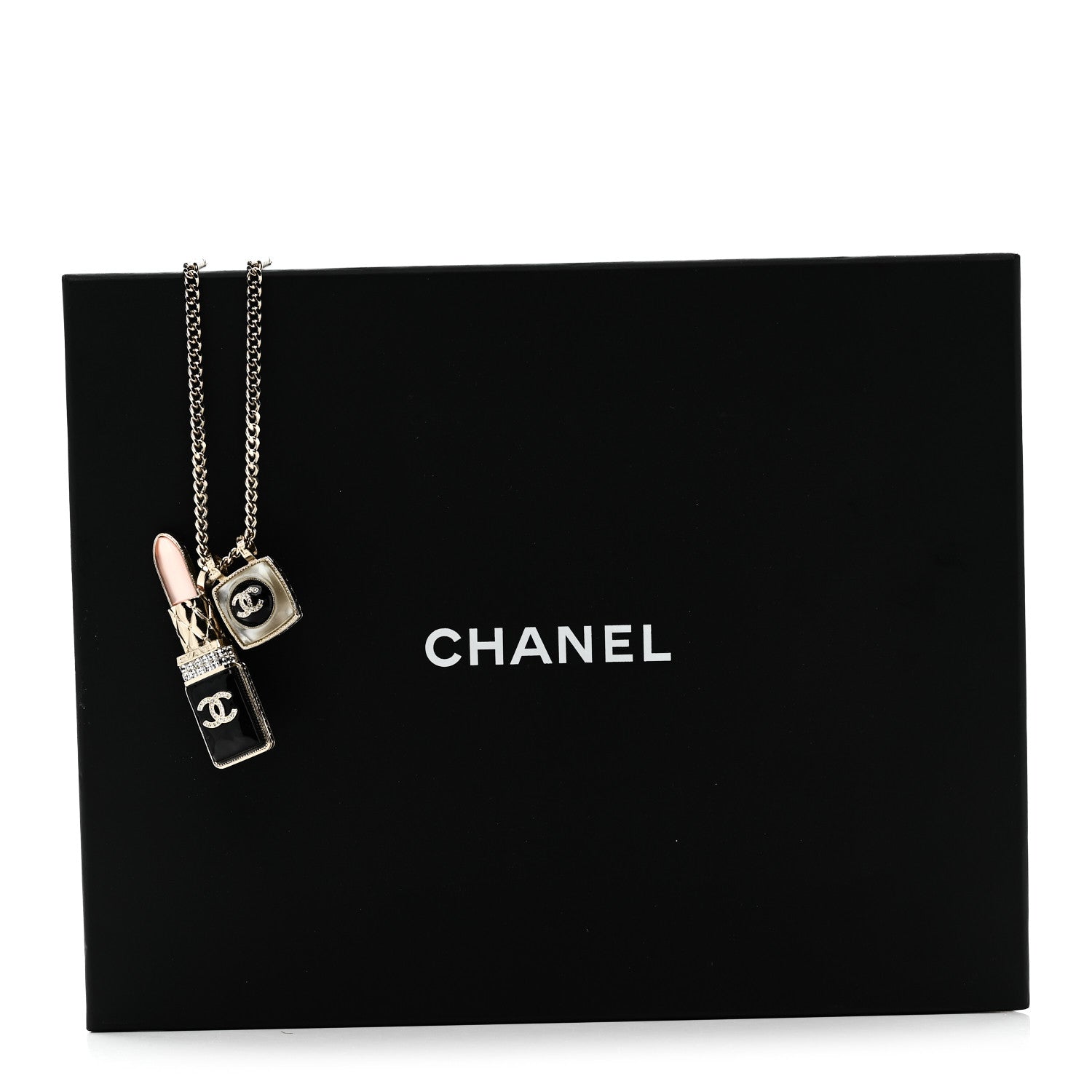 Chanel Metal Strass Pearl Lipstick Pendant Necklace Pink Gold 6 of 6