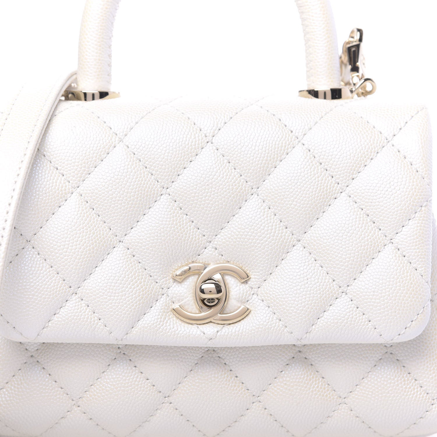 Chanel Iridescent Caviar Quilted Extra Mini Coco Handle Flap Ivory 8 of 11