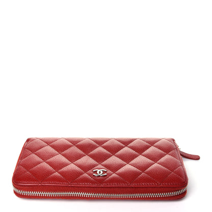 Chanel Caviar Quilted Large Gusset Zip Around Wallet Red 11 of 12