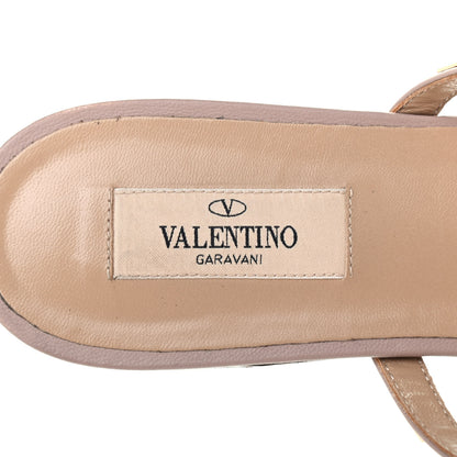 Valentino Garavani Calfskin Rockstud Caged Flat Slide Sandals 39.5 Poudre 7 of 9