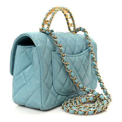 Chanel Lambskin Quilted Mini Strass On Top Flap Blue 3 of 11