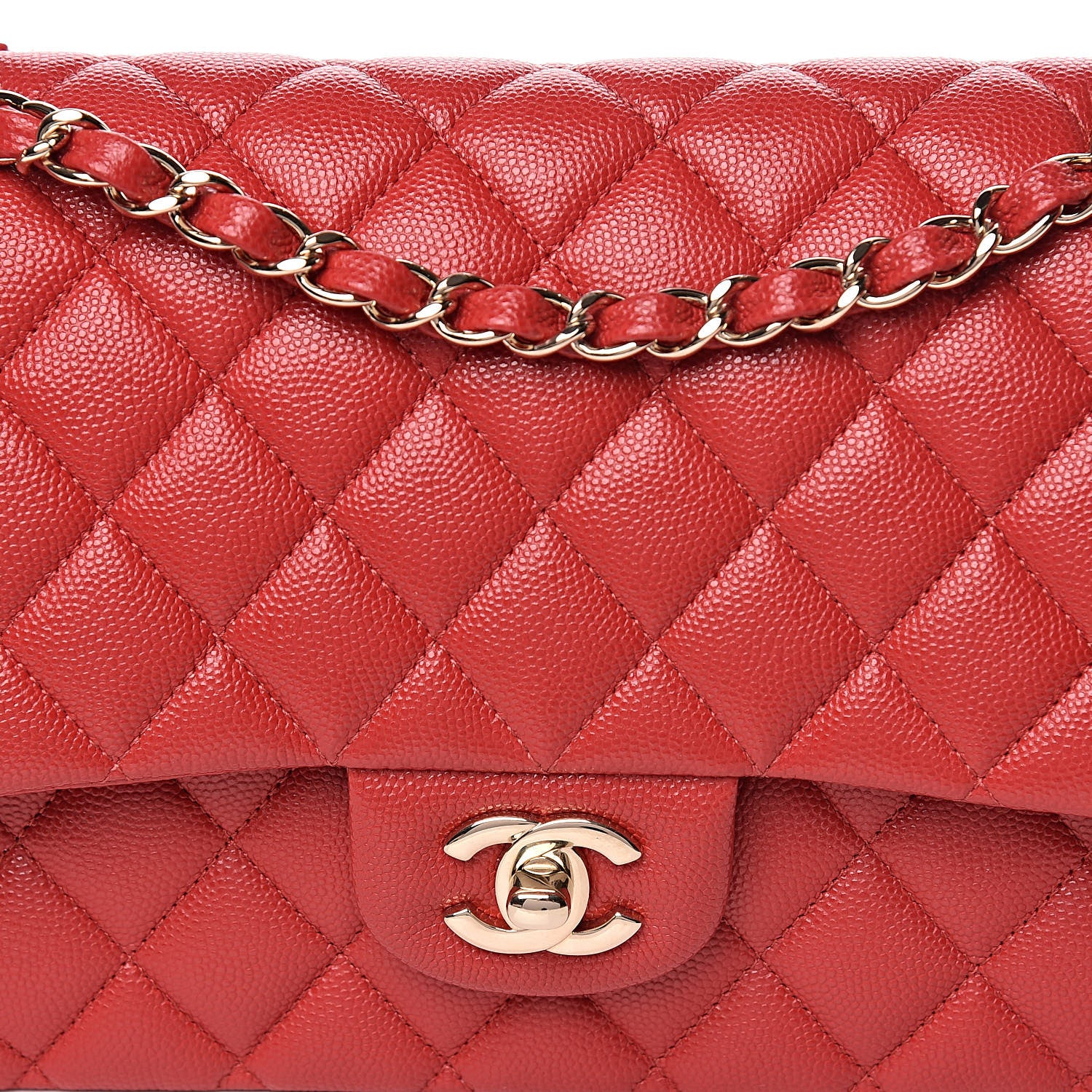 Chanel Caviar Quilted Medium Double Flap Red 10 of 11