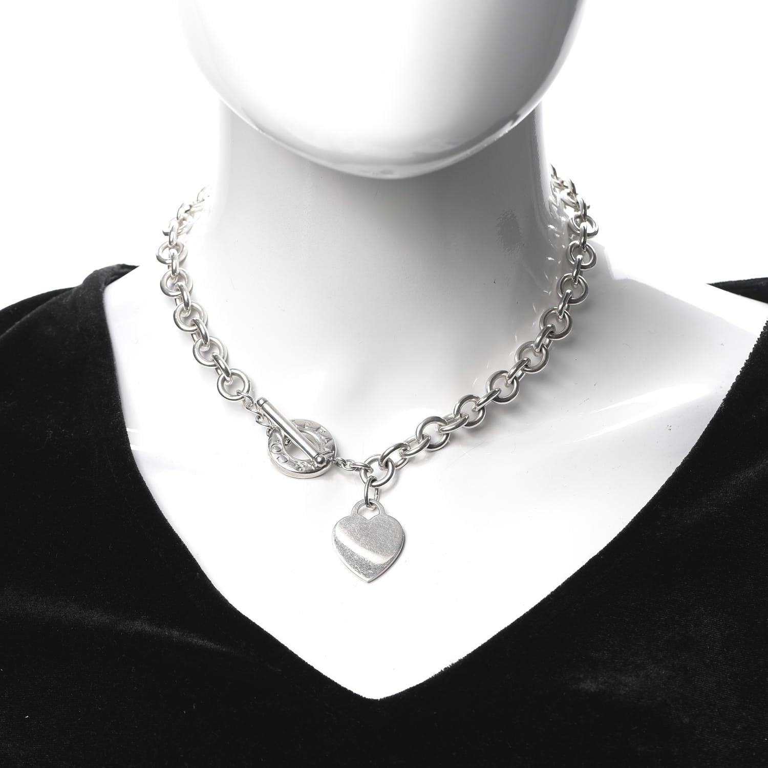 Tiffany Sterling Silver Heart Tag Toggle Necklace 2 of 5