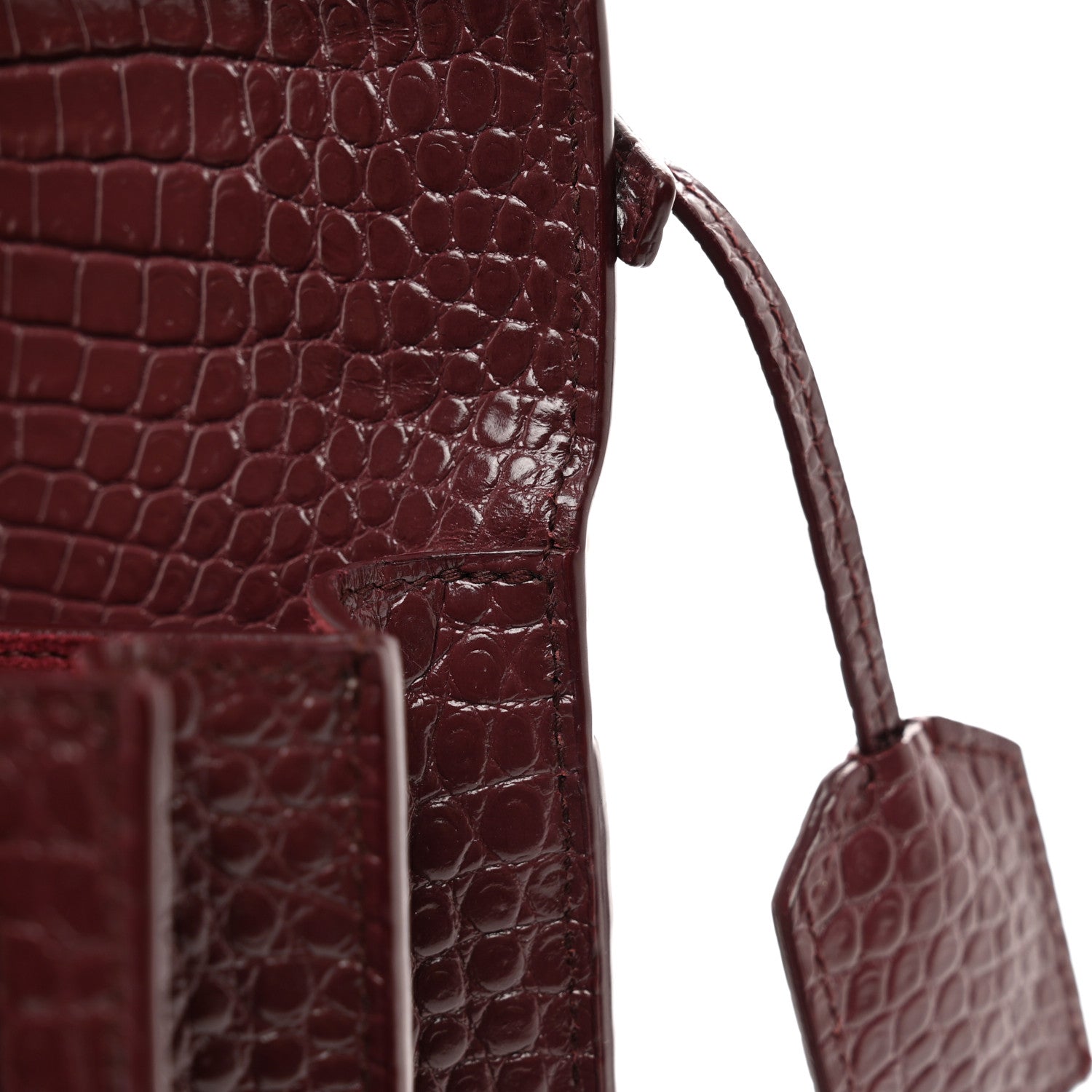Saint Laurent Calfskin Crocodile Embossed Medium Monogram Sunset Rouge Legion 12 of 12