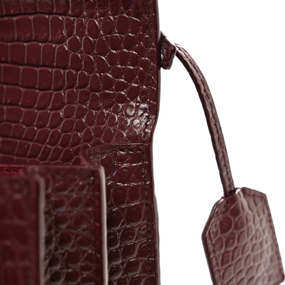 Saint Laurent Calfskin Crocodile Embossed Medium Monogram Sunset Rouge Legion 12 of 12