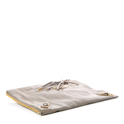 Balenciaga Chevre Gold Metallic Edge Hardware Pouch Gris Taupe 4 of 7