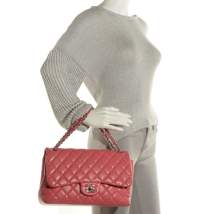 Chanel Lambskin Quilted Jumbo Double Flap Dark Pink 2 of 8
