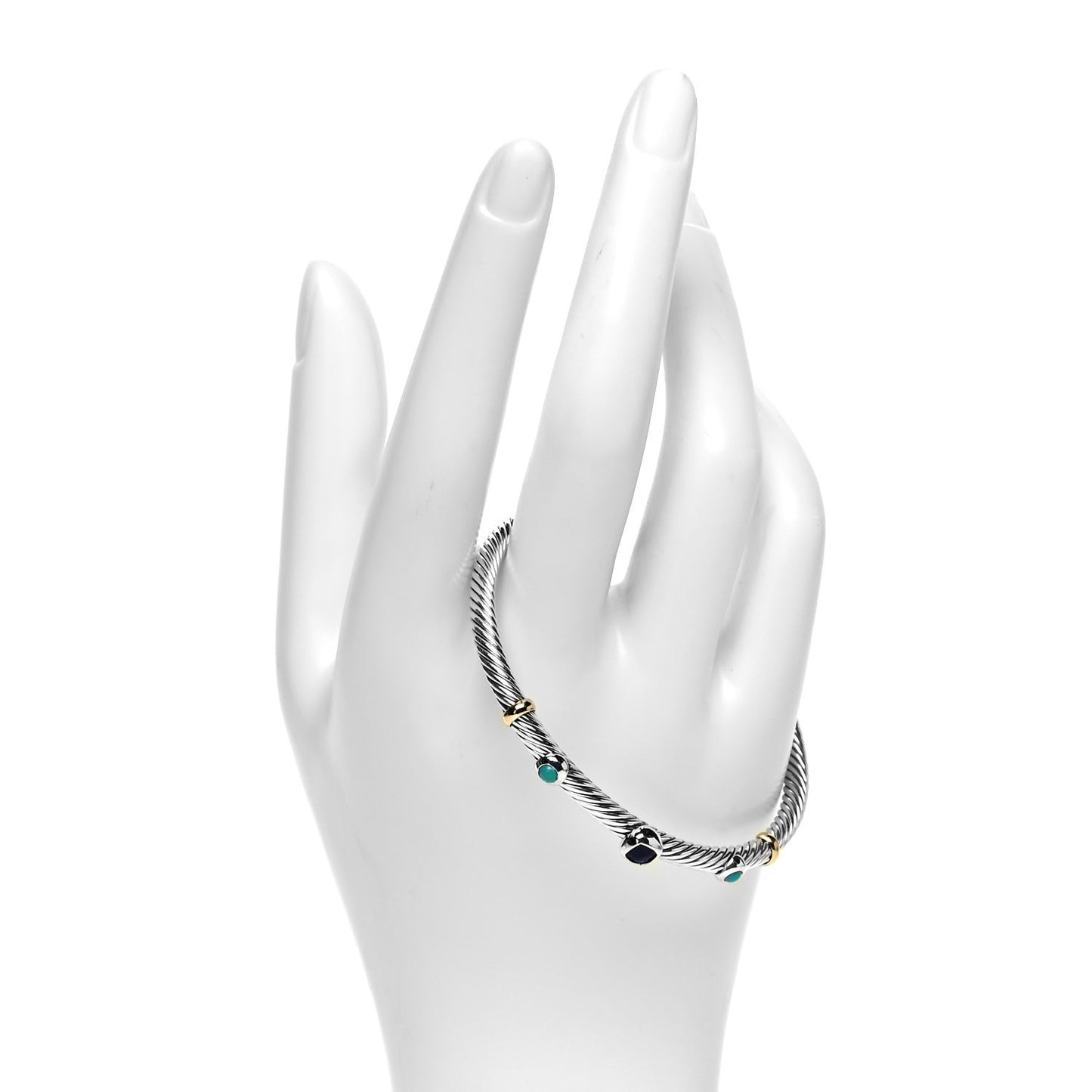 Sterling Silver 18K Yellow Gold Amethyst Turquoise 4mm Renaissance Bracelet