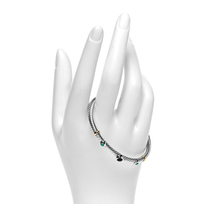 David Yurman Sterling Silver 18K Yellow Gold Amethyst Turquoise 4mm Renaissance Bracelet 2 of 5