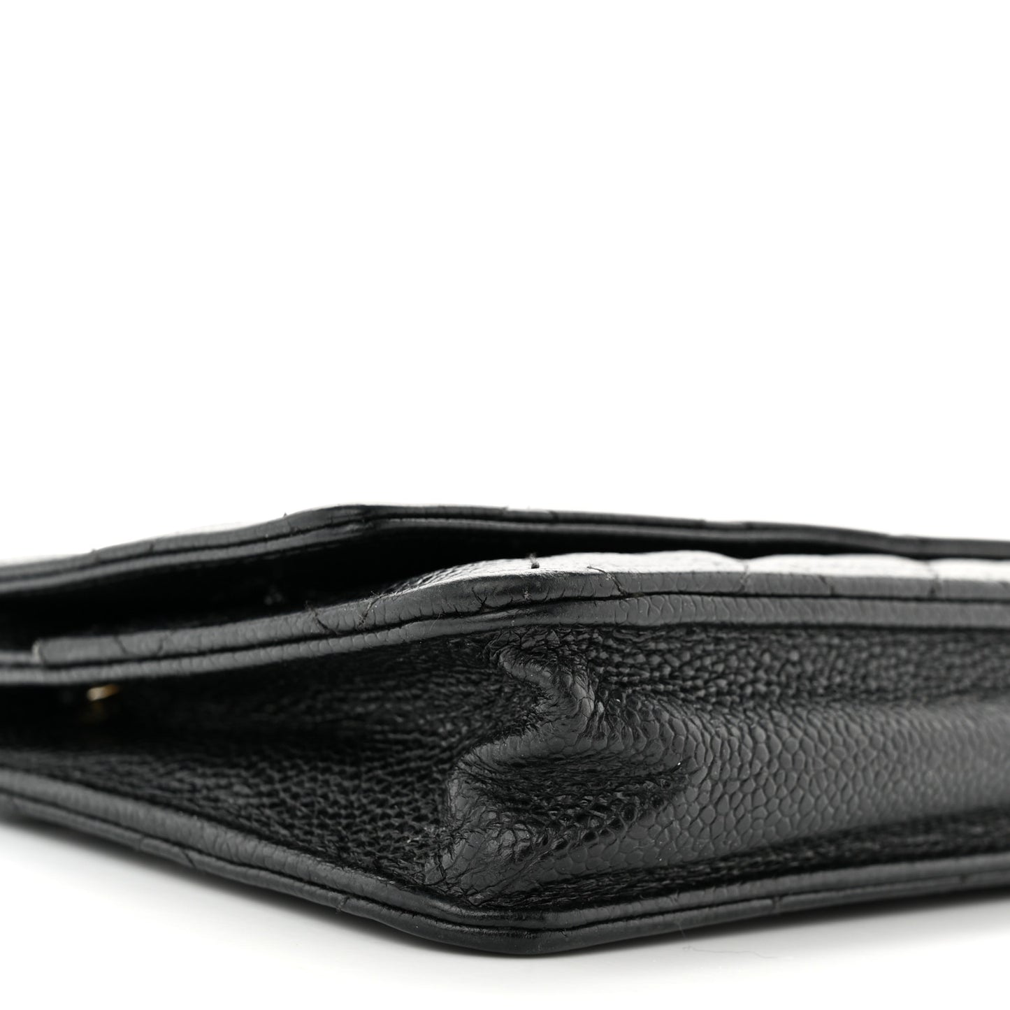 Caviar Quilted Wallet on Chain WOC Black