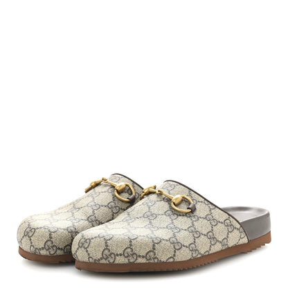 Gucci GG Supreme Monogram Miro Soft Calfskin Womens Horsebit Slippers 37.5 Beige Ebony New Acero 4 of 10