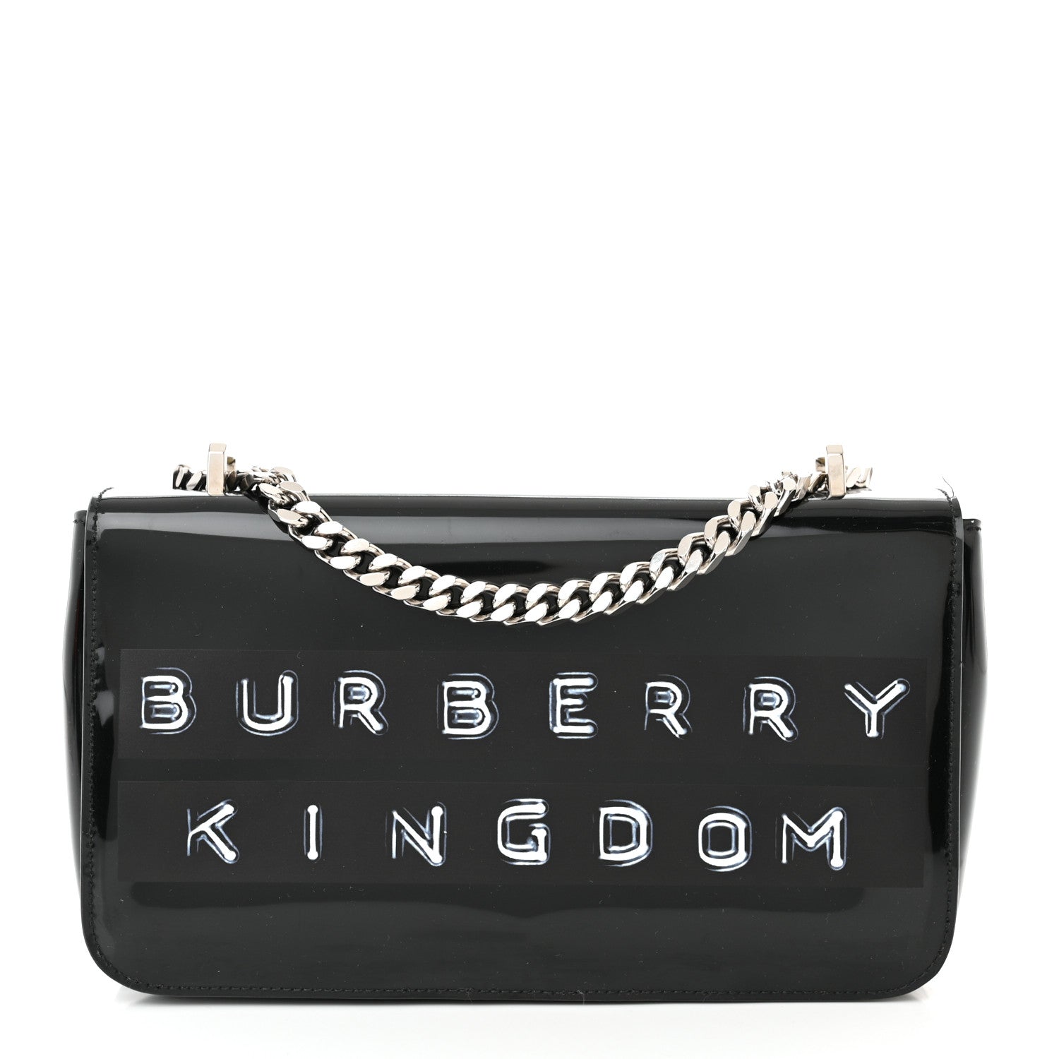 Burberry Patent Kingdom Flap Crossbody Black 1 of 12