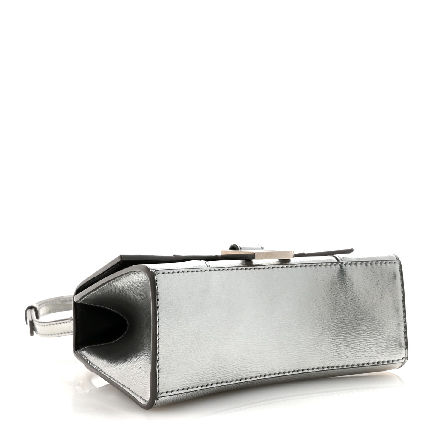 Metallic Textured Calfskin Hourglass Top Handle Bag XS Silver