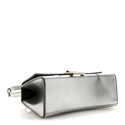 Balenciaga Metallic Textured Calfskin Hourglass Top Handle Bag XS Silver 4 of 9