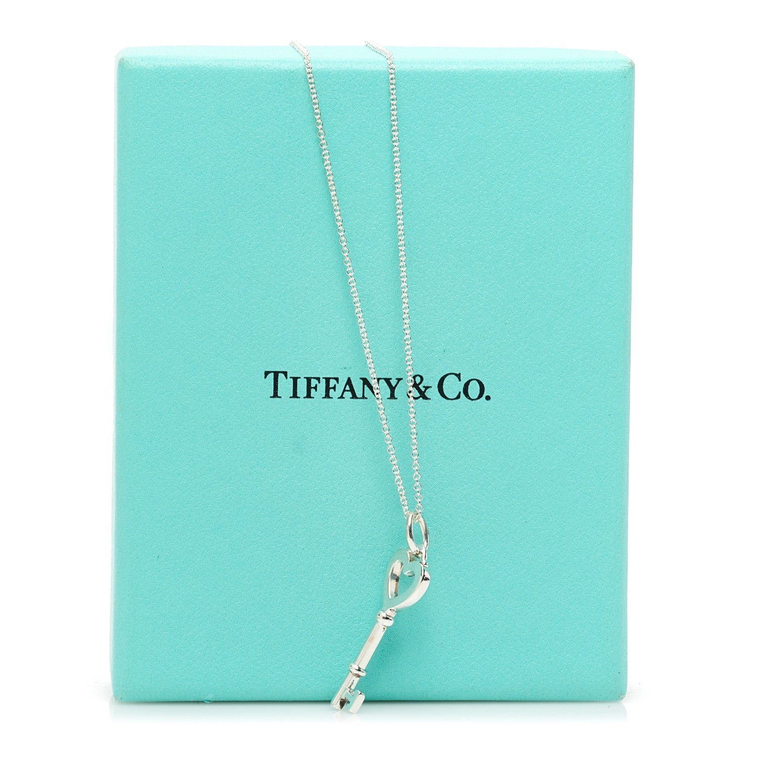Tiffany Sterling Silver Small Heart Key Pendant Necklace 7 of 7
