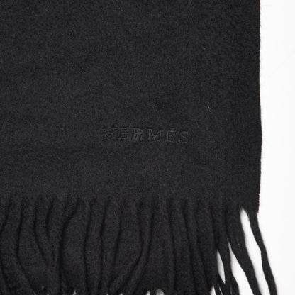 Hermes Cashmere Fringe Throw Blanket Black 3 of 4