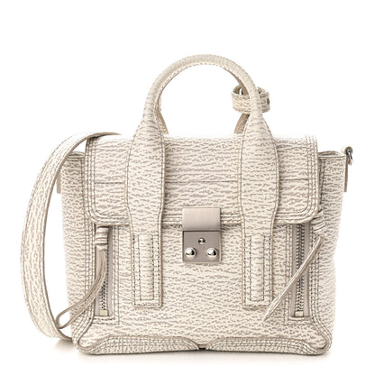 3.1 Phillip Lim Shark Embossed Textured Calfskin Mini Pashli Satchel Ivory Dove 1 of 10