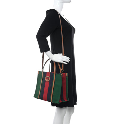 Gucci Canvas Calfskin Web Interlocking G Tote Bag Green 2 of 11