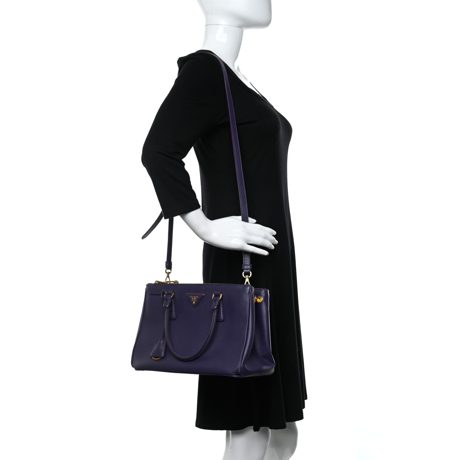 Prada Saffiano Small Galleria Double Zip Tote Uva 3 of 15