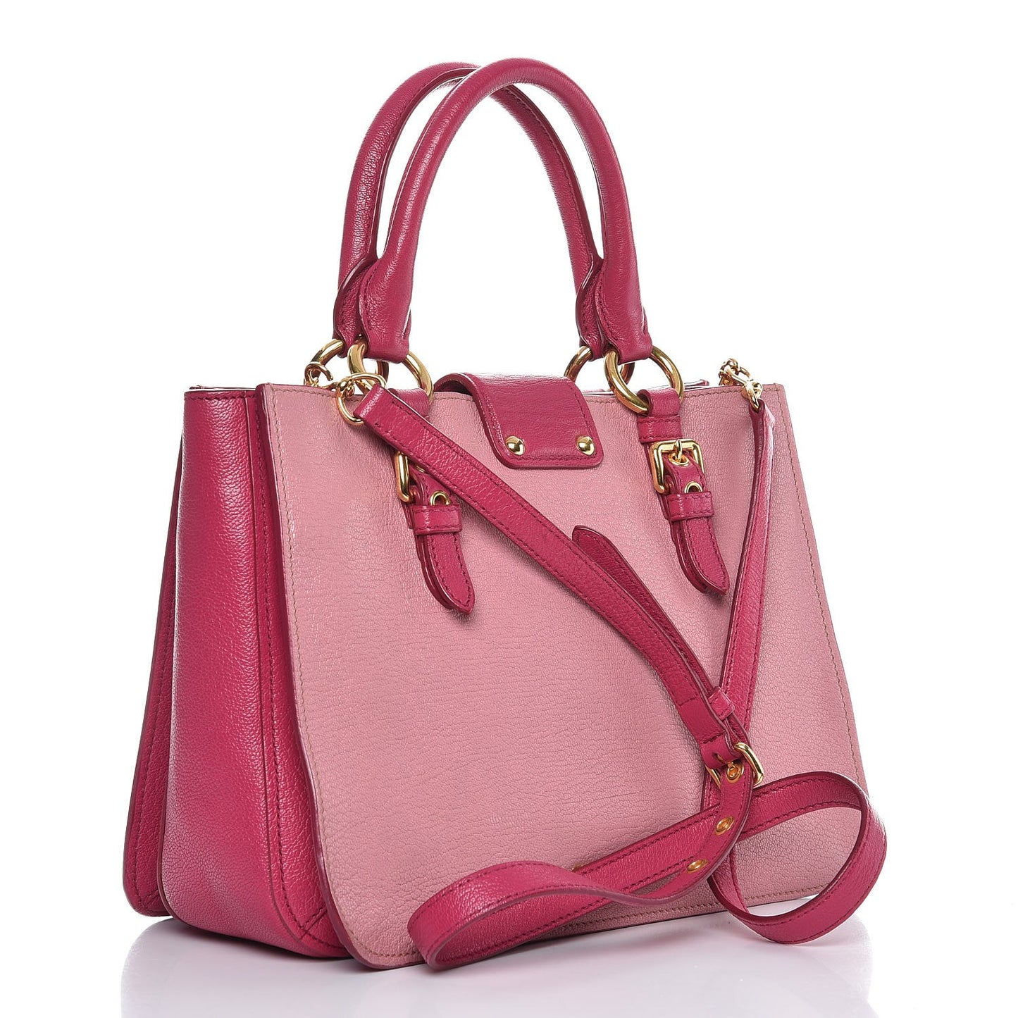 Goatskin Madras Bicolore Shopping Tote Rosa Peonia