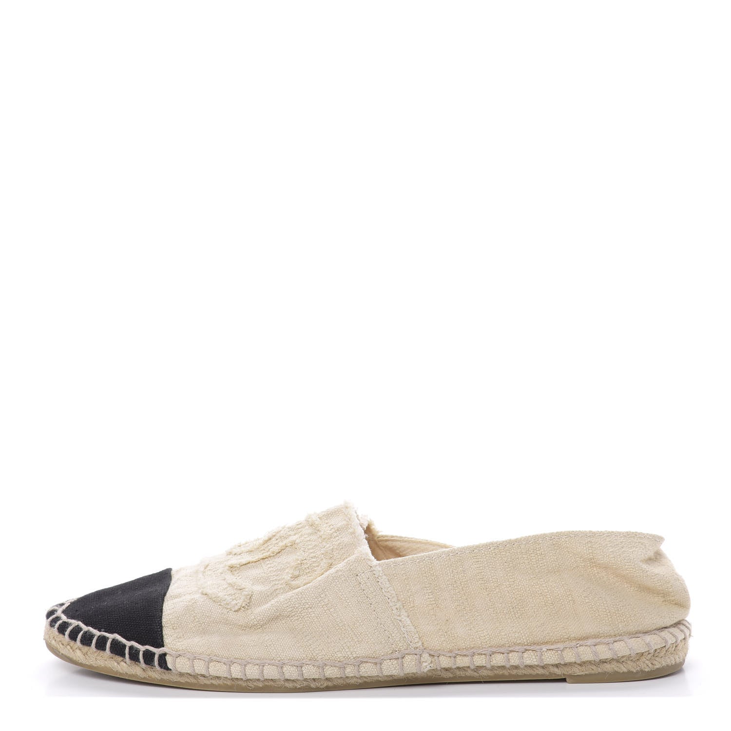 Chanel Linen CC Espadrilles 39 Beige Black 1 of 12