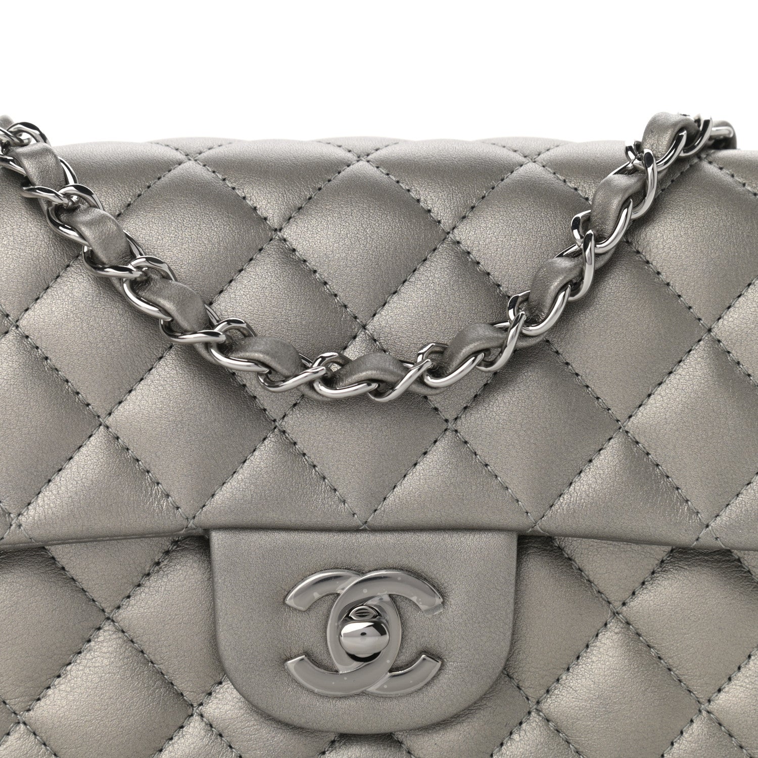 Chanel Metallic Calfskin Quilted Mini Rectangular Flap Ruthenium 8 of 12