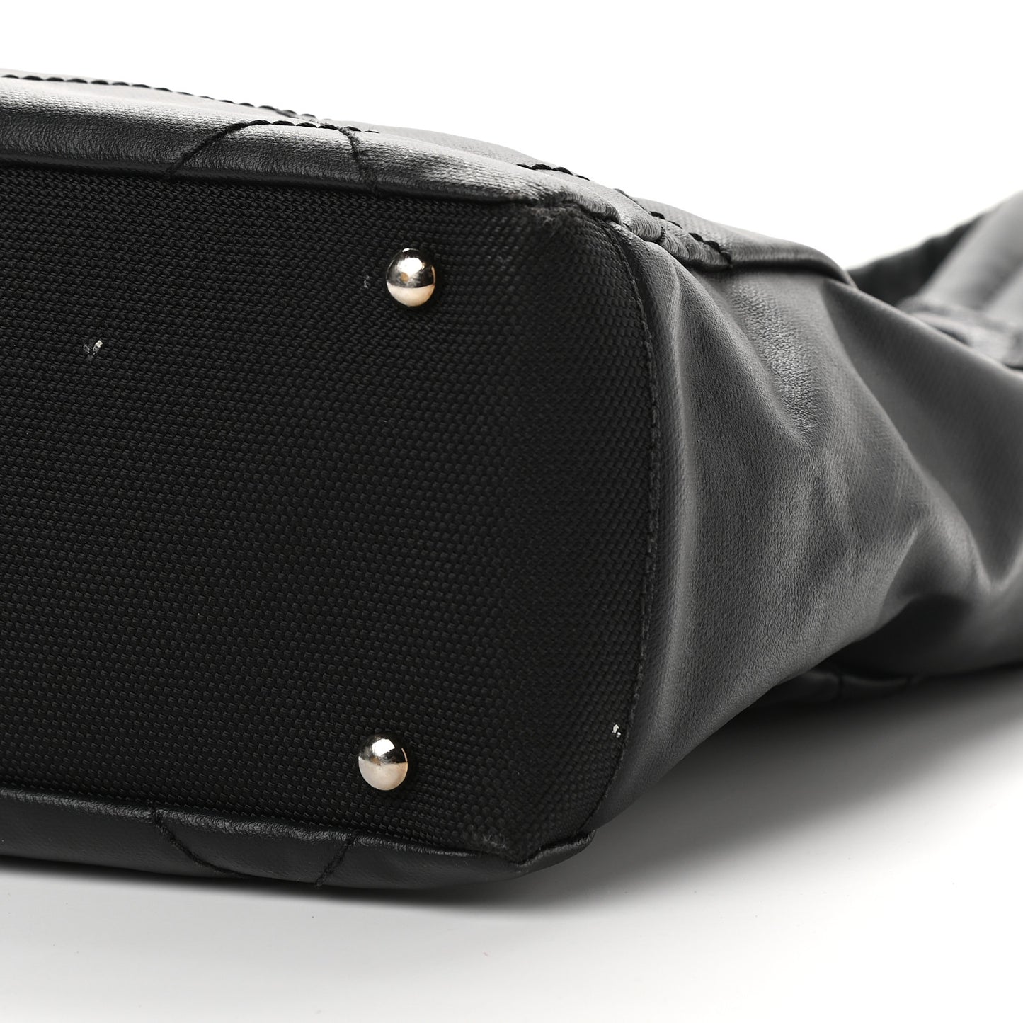 Coated Canvas Quilted Small Paris Biarritz Tote Black