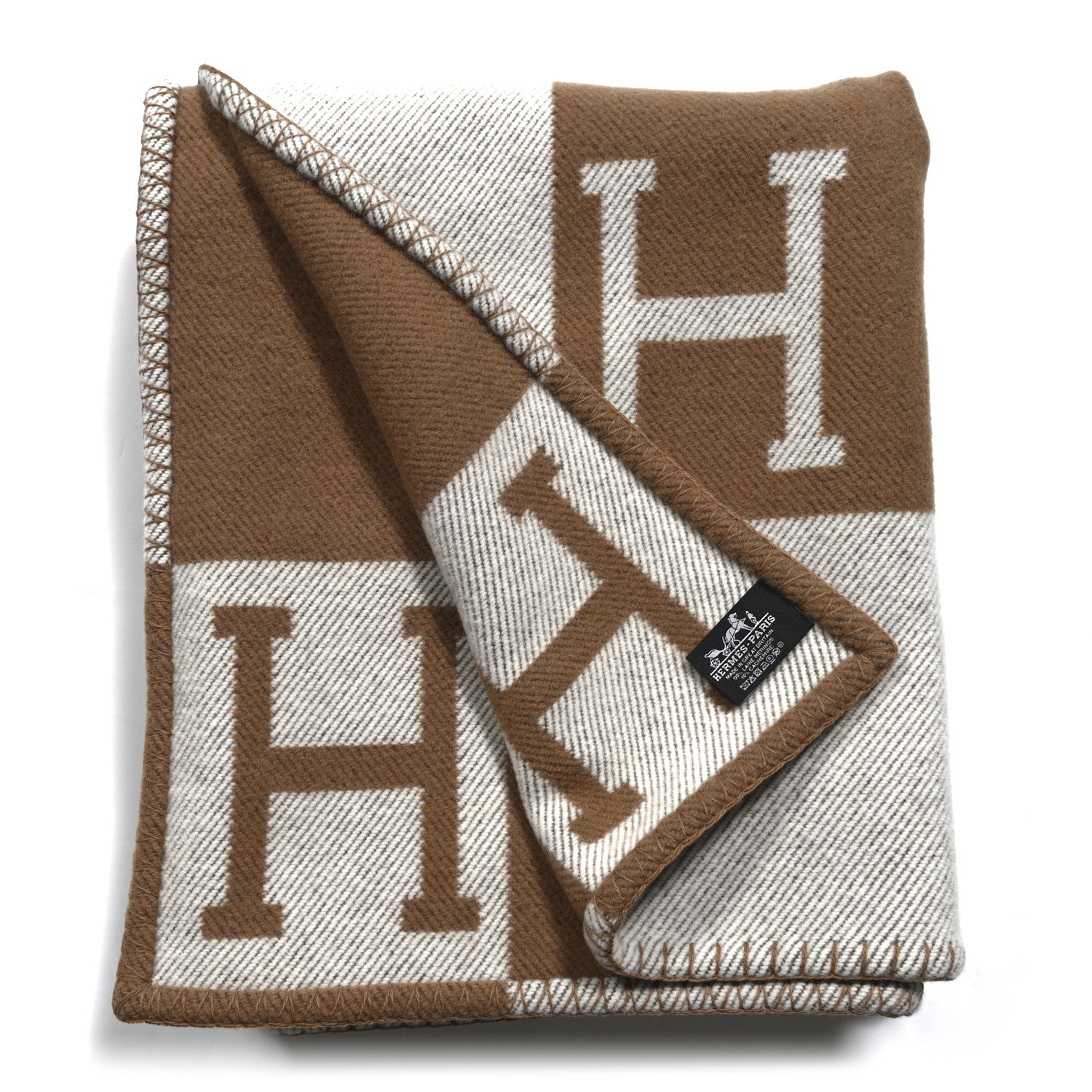 Hermes Wool Cashmere Avalon Blanket Ecru Camel 2 of 4