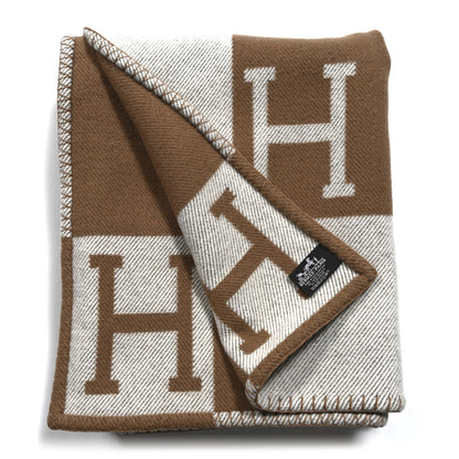 Hermes Wool Cashmere Avalon Blanket Ecru Camel 2 of 4