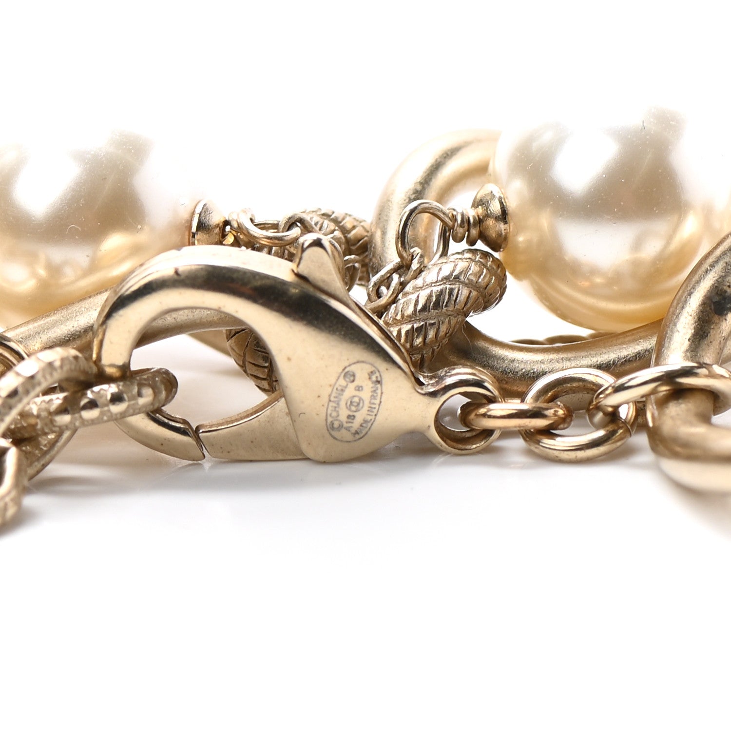 Chanel Metal Pearl Chain CC Paris Pendant Necklace Gold 5 of 5
