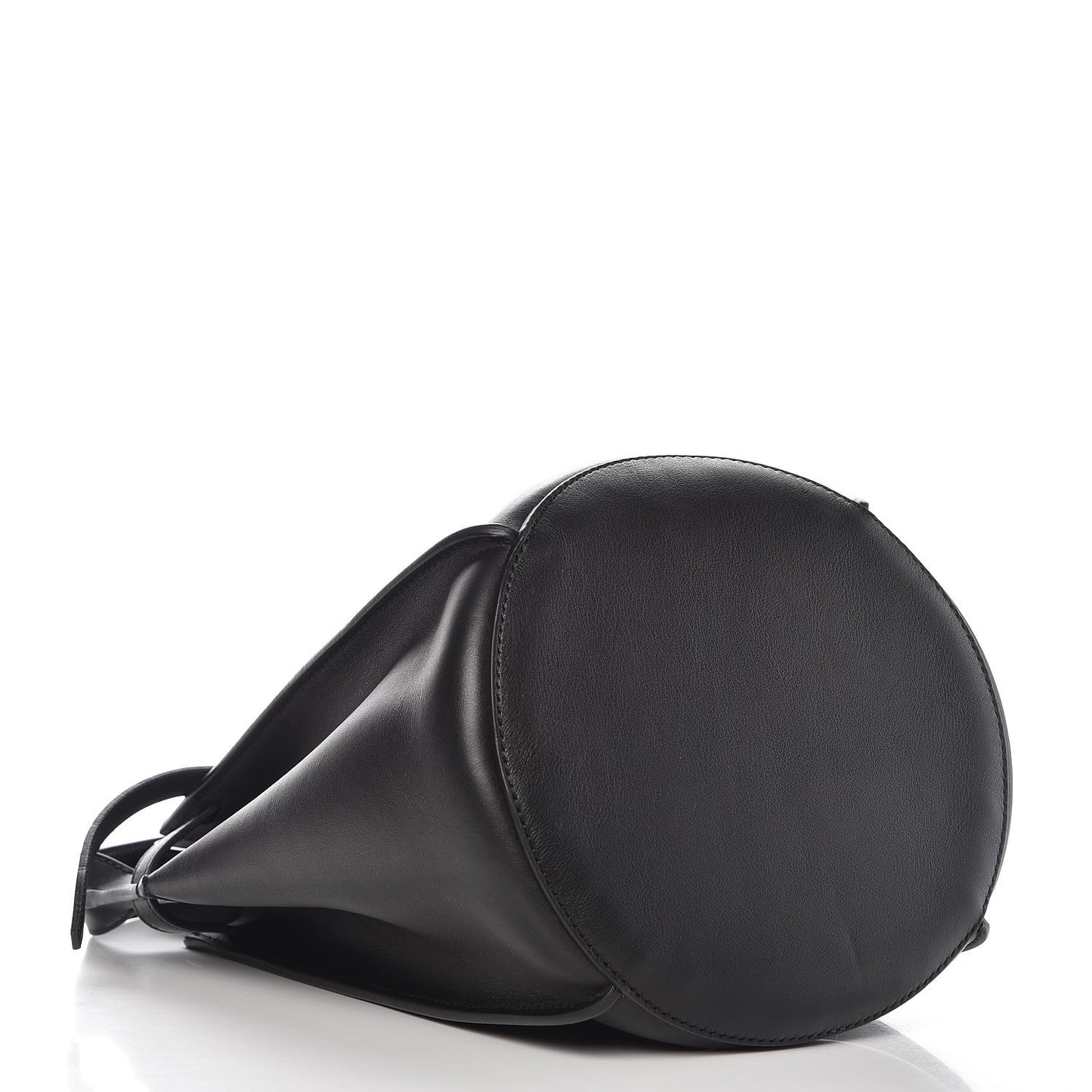 Smooth Calfskin Long Strap Big Bucket Bag Black