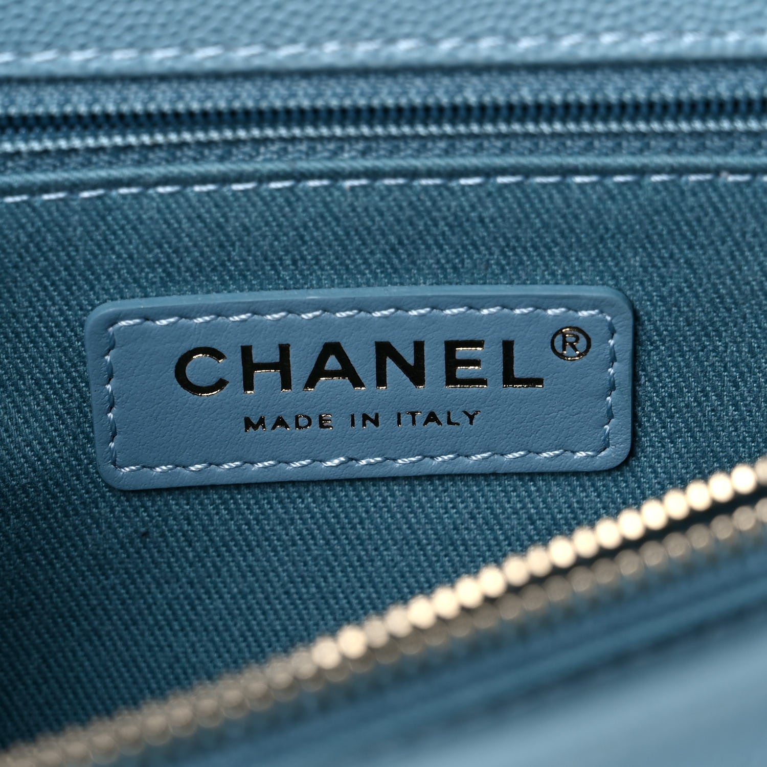 Chanel Caviar Chevron Quilted Small Coco Handle Flap Light Blue 5 of 10