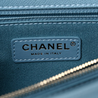 Chanel Caviar Chevron Quilted Small Coco Handle Flap Light Blue 5 of 10